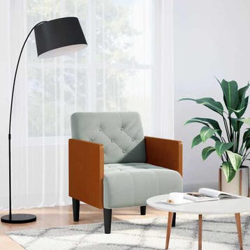 vidaXL Fauteuil met armleuningen Lichtgrijs 55 cm Fluweel, Huis en Inrichting, Fauteuils, Verzenden, Nieuw