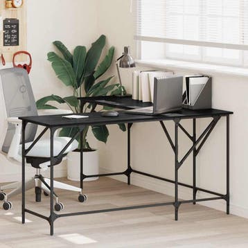 vidaXL Bureau Zwart Eiken Bewerkt hout 149 x 149 x 75 cm, Verzenden, Nieuw