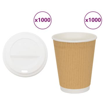 vidaXL Papieren koffiekopjes met deksel 1000 st 16oz 400 ml, Verzenden, Nieuw
