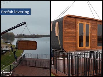 Barrelsauna panorama thermohout barrel sauna prefab geleverd, Sport en Fitness, Nieuw, Fins of Traditioneel, Complete sauna