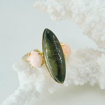 Koraal - Zilver, Verguld, Zonder voorbehoud - Ring - Roze, Antiek en Kunst