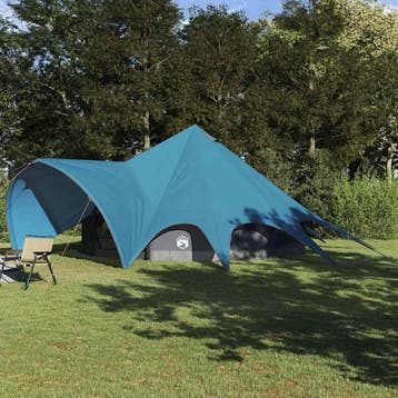 vidaXL Teepee Tent 9-Person 9-persoons Blauw en Grijs, Verzenden, Nieuw, Tot en met 2