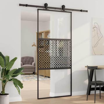 vidaXL Glazen deur 90 x 2 x 205 cm Aluminium Zwart, Doe-het-zelf en Verbouw, Verzenden, Nieuw