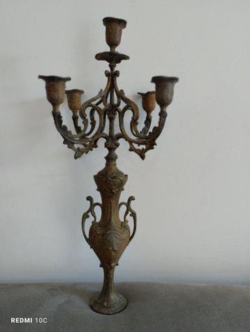 Kaarsenhouder - Gepatineerd brons - Eclectische rococo-stijl