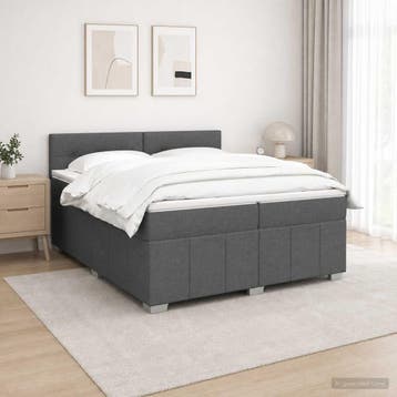 vidaXL Boxspringbed met matras Donkergrijs 200 x 200 cm Stof, Verzenden, Nieuw, Tweepersoons