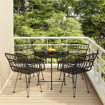 vidaXL 5-delige Tuinset poly rattan zwart, Tuin en Terras, Tuinsets en Loungesets, Verzenden, Nieuw, 5 zitplaatsen, Tuinset