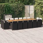 vidaXL 17-delige Tuinset met kussens poly rattan zwart, Nieuw, Tuinset, 7 zitplaatsen, Verzenden