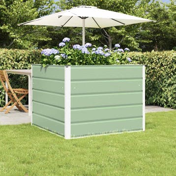 vidaXL Plantenbak Pastelgroen 100 x 100 x 75 cm Staal, 100 cm of meer, Verzenden, Nieuw, Metaal