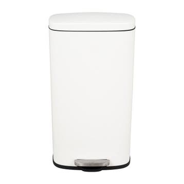 Pedaalemmer rechthoek - mat wit - 30 liter, Huis en Inrichting, Woonaccessoires | Prullenbakken, Verzenden, Nieuw