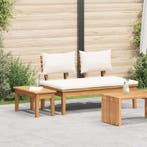 vidaXL Tuinbank en Tafelset 2 pcs Crème en bruin Massief, Tuin en Terras, Tuinsets en Loungesets, Verzenden, Nieuw, 2 zitplaatsen