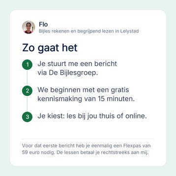 Bijles rekenen in Lelystad of online, basisschool, Privéles, Bijles