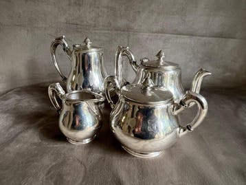 Ercuis - Koffie- en theeservies (4) - Verzilverd, Antiek en Kunst