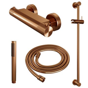 Brauer Copper Carving Glijstangset met Thermostaatkraan -, Ophalen of Verzenden, Nieuw
