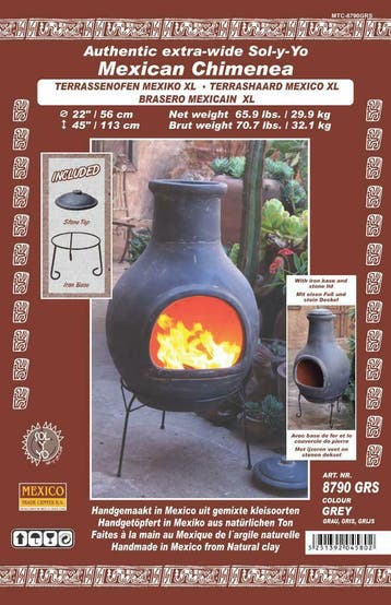 Sol-y-Yo Mexicaanse tuinkachel Jumbo 115cm grijs, Tuin en Terras, Tuinhaarden, Ophalen of Verzenden, Nieuw