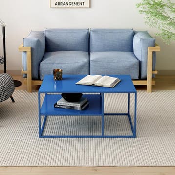 Salontafel Solund met plank 45x90x60 cm donkerblauw [en.casa, Huis en Inrichting, Tafels | Salontafels, Verzenden, Nieuw