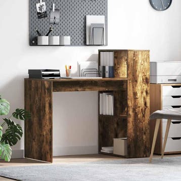 vidaXL Bureau Gerookt eiken Bewerkt hout 108 x 55 x 103.5 cm, Verzenden, Nieuw