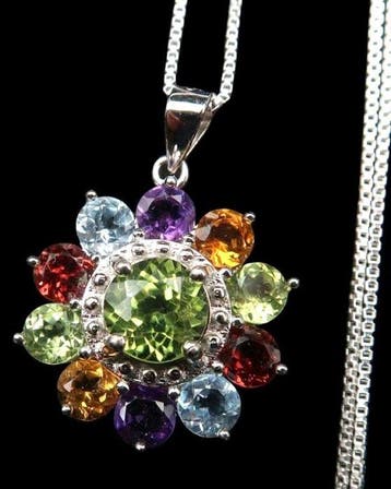 Olivijn - Zilver, La Rosace Solaire – Halsketting Peridot –
