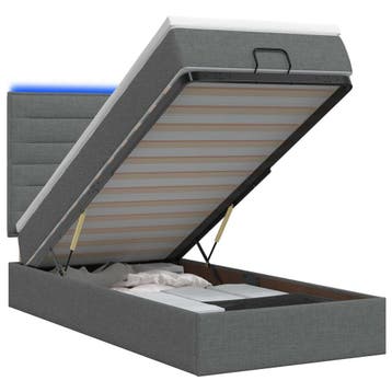 vidaXL Ottoman Bed met Matrassen en LED Donkergrijs 80 x 200, Verzenden, Nieuw, Grijs