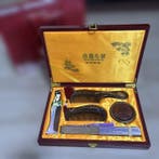 Traditional Chinese Wooden Comb Set with Mirror & Fan