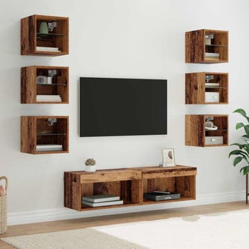 vidaXL TV-kast 8 st Oud Hout Glas, Minder dan 50 cm, Verzenden, Nieuw, Minder dan 100 cm