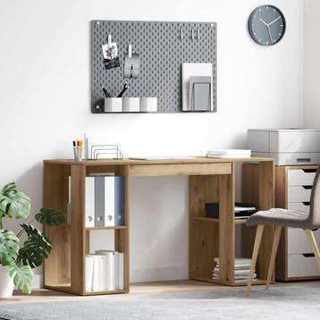 vidaXL Bureau Artisan Eiken Bewerkt hout 130 x 50.5 x 75 cm, Huis en Inrichting, Verzenden, Nieuw