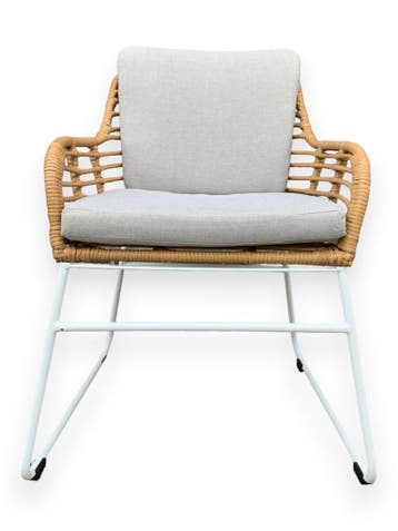 Tuinstoel / Eetstoel Rowie Bamboe inclusief grijze kussens, Tuin en Terras, Tuinstoelen, Ophalen of Verzenden, Nieuw