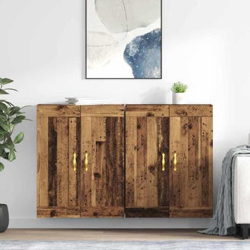vidaXL Wandkast 2 st Oudhout 69,5 x 34 x 90 cm Bewerkt hout, Huis en Inrichting, Minder dan 50 cm, Verzenden, Nieuw, Minder dan 100 cm