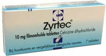 Zyrtec Cetirizine dihydrochloride 7 tabletten, Verzenden, Nieuw