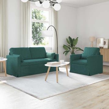 vidaXL Bankstel 2 st Donkergroen Stof, Verzenden, Nieuw, Stof, Minder dan 150 cm