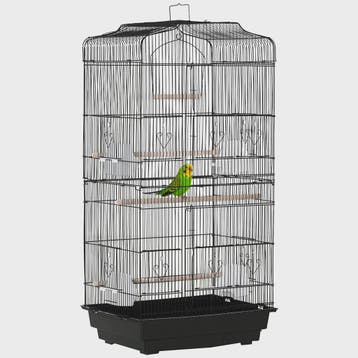 Ruime Vogelkooi Viary Zwart - 46,5x92 cm - Inclusief Voederb
