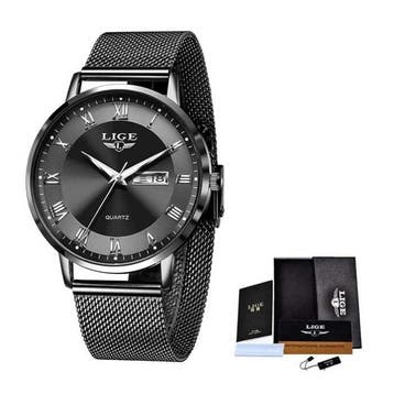 Ultradun Luxe Horloge voor Dames - Kalender Kwarts Roestvrij, Verzenden, Nieuw, Lige