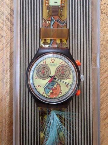 Swatch Chrono - Dancing Feathers - SCO100 - Olympische, Nieuw
