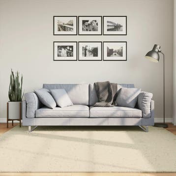 vidaXL Vloerkleed HUARTE laagpolig zacht wasbaar 200x200 cm, Verzenden, Nieuw, Crème