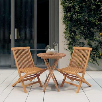 vidaXL 3-delige Tuinset massief teakhout, Tuin en Terras, Verzenden, Nieuw, Hout, Tuinset