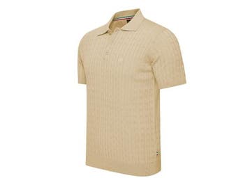 Veiling - Cappuccino Italia Caorle Cable Knit Polo Sand - M, Kleding | Heren, Nieuw