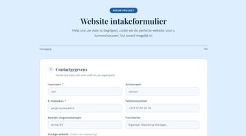 Website intakeformulier voor website bouwers NL /  EN, Website Bouw