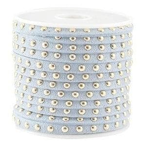 20 cm Imi. Suède leer 5mm met studs goud Dusk blue, Hobby en Vrije tijd, Ophalen of Verzenden, Nieuw, Draad