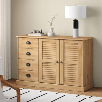 vidaXL Dressoir met lades VIGO 113x40x75 cm massief, Huis en Inrichting, Kasten | Dressoirs, 100 tot 150 cm, Verzenden, Nieuw