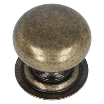 Knop messing antiek 25 mm met vaste rozet, Verzenden, Nieuw