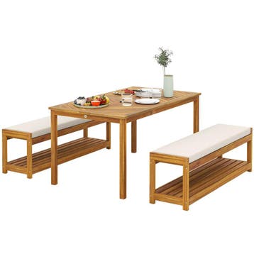 TRUUSK 3-delige Tuinmeubelset van Acaciahout - Eettafel met, Verzenden, Nieuw