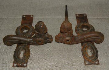 Antiek Deurbeslag - 1850-1900 - antieke deurgarnituur