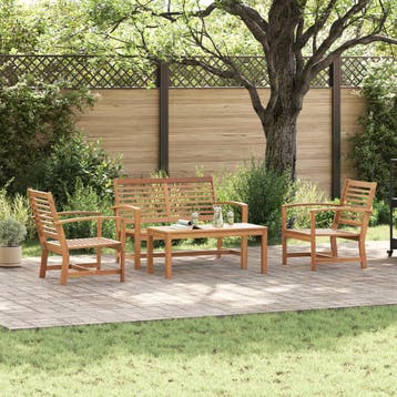 vidaXL Tuinbankenset 4 st Naturel Massief Teakhout, Tuin en Terras, Tuinsets en Loungesets, Verzenden, Nieuw, 4 zitplaatsen