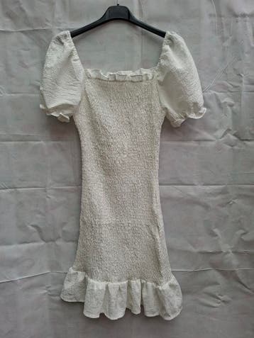 My Queen wit mini-jurk vierkante hals pofmouwen, Kleding | Dames, Jurken, Wit, Zo goed als nieuw, Maat 36 (S), My Queen