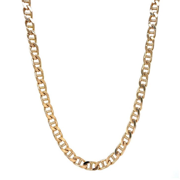 Gouden dubbele anker collier 50.5 cm 14 karaat, Sieraden, Tassen en Uiterlijk, Kettingen, Goud, Zo goed als nieuw, Verzenden