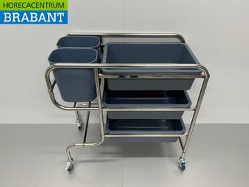 HCB RVS Afruimwagen afruimtrolley inclusief 5 bakken 96 cm, Ophalen of Verzenden, Nieuw in verpakking