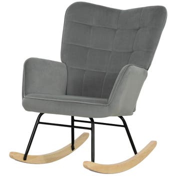 TRUUSK Schommelstoel met Fluweel Look - Armleuning - Houten, Verzenden, Nieuw