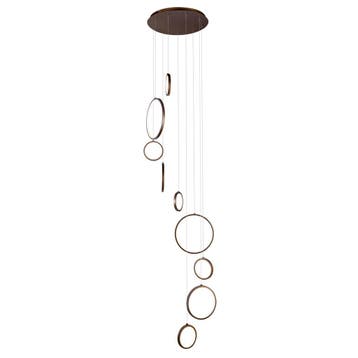 Design hanglamp donker brons 9-lichts incl. LED 3-staps, Verzenden, Nieuw, Modern