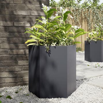 vidaXL Plantenbak zeshoek 46x40x45 cm staal antracietkleurig, Verzenden, Nieuw, Metaal