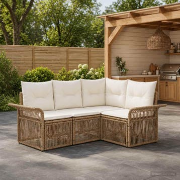 vidaXL Tuinbankenset 4 st Beige poly rattan, Tuin en Terras, Tuinsets en Loungesets, Verzenden, Nieuw, 4 zitplaatsen