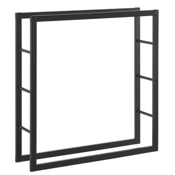 [en.casa] Brandhout rek houtopslag Täby zwart 100x25x100 cm, Verzenden